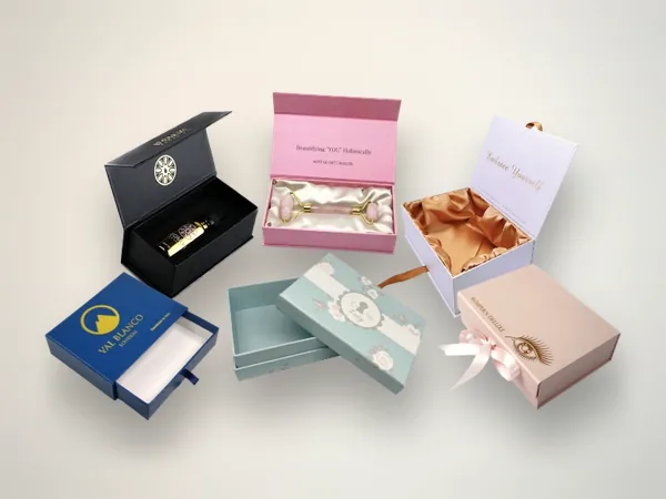 Premium PR kit boxes arranged for brand campaign reveals
